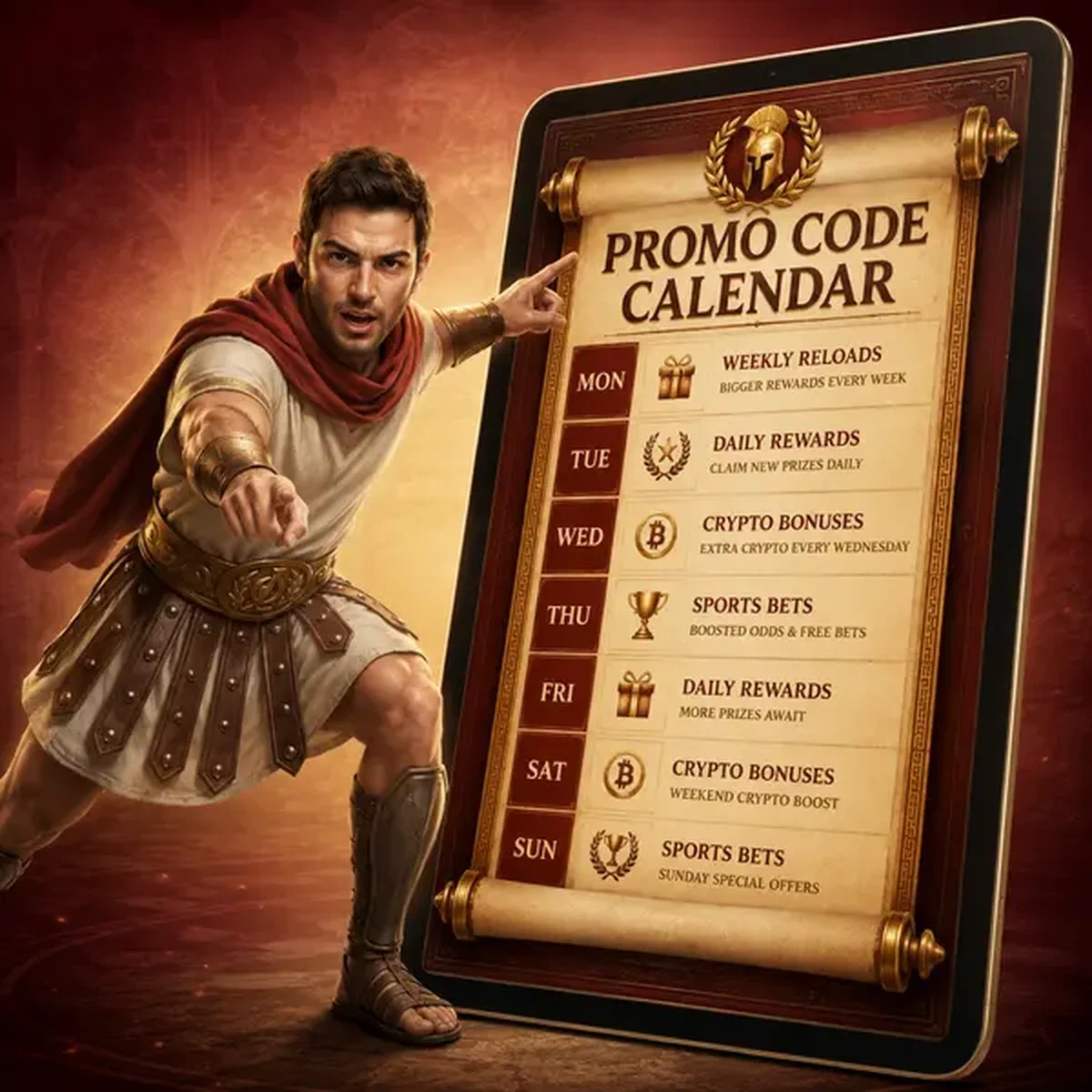 Legiano pointant le calendrier des codes promo sur tablette au siège du jeu
