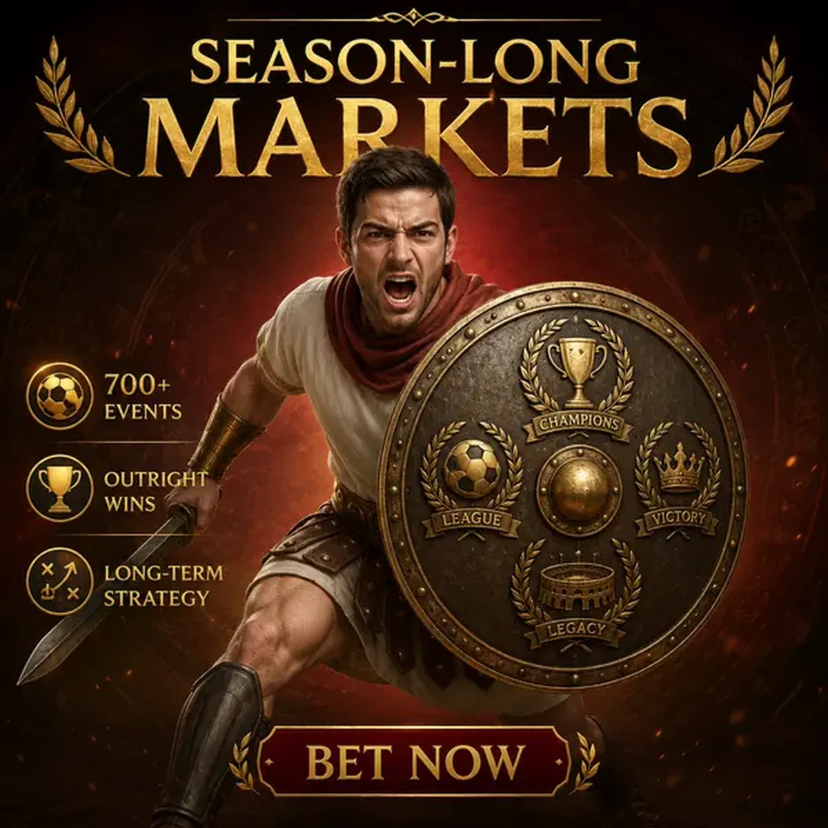Jeune guerrier avec bouclier de championnat à l'arène de paris sportifs Season-Long Markets