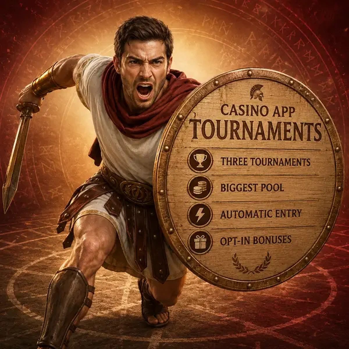Jeune compétiteur de tournoi brandissant un bouclier affichant le classement à l'arène de l'application mobile Legiano
